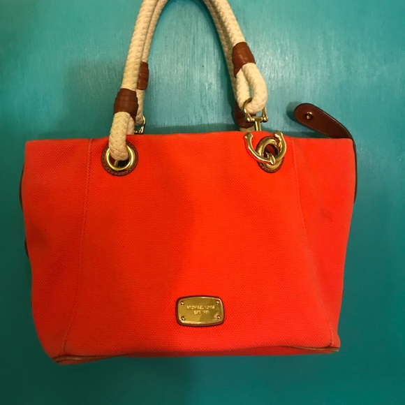Michael Kors Handbags - Large Michael Kors hand bag—bright orange-red Cole
